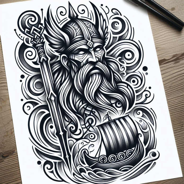 odin tattoo design ideas black-and-white mystical courage and power