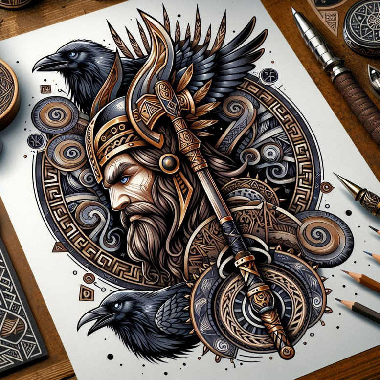 odin tattoo design ideas volume effect mythology stands for determination