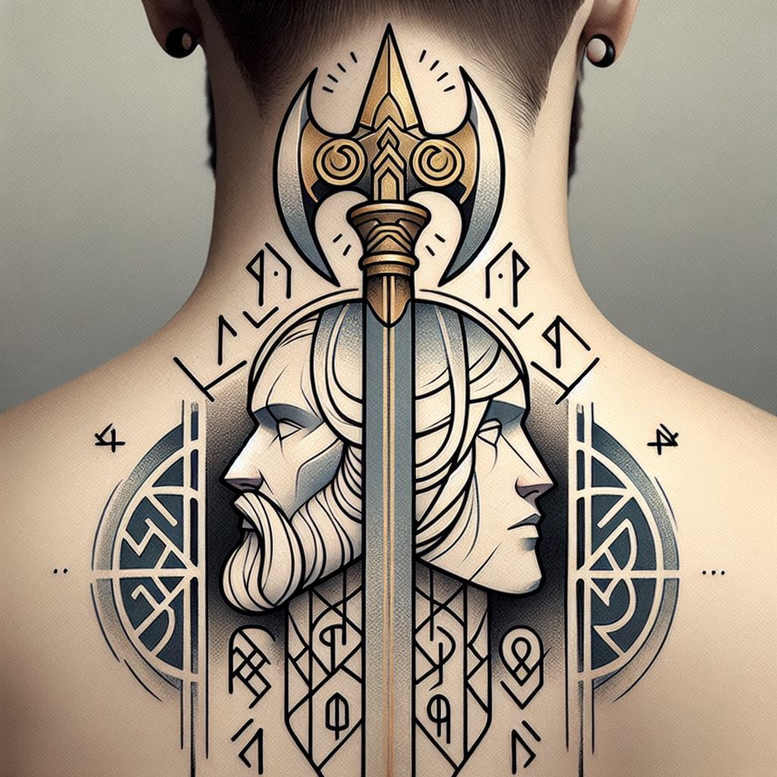 odin tattoo design ideas strong outlines one-eyed for upper chest