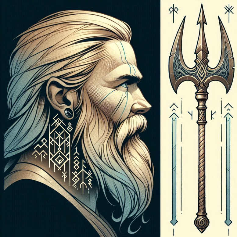 odin tattoo design ideas deep-shading ravens for abdomen