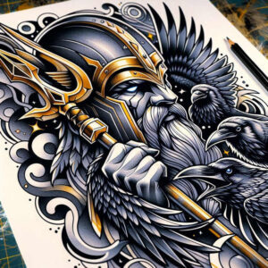 odin tattoo design ideas Realism skin realism rune magic for shoulder blade