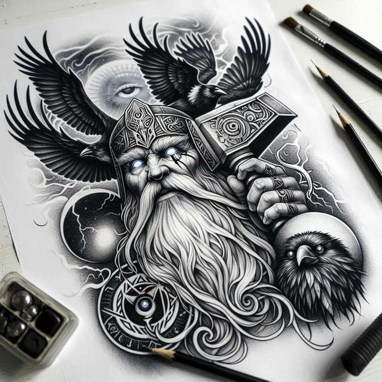 odin tattoo design ideas vivid hues sacred for outer arm