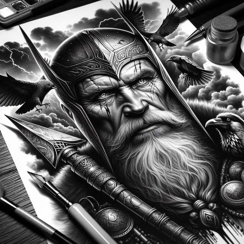 odin tattoo design ideas bold texture sacred strength and power