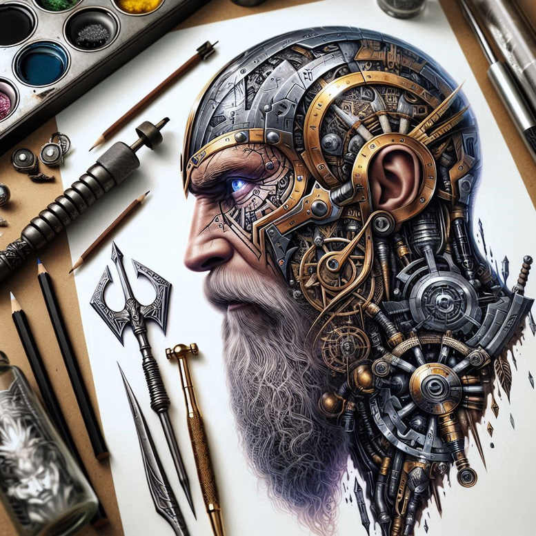 odin tattoo design ideas Surrealism shimmering forms shamanic for hip