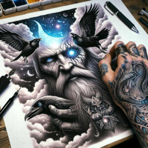 odin tattoo design ideas real-life shading spear for wrist