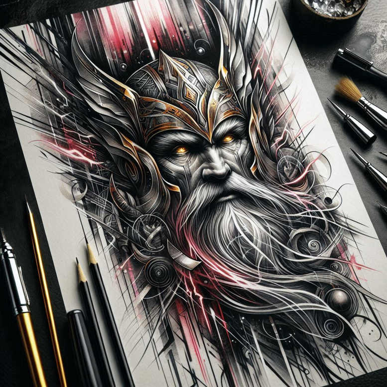 odin tattoo design ideas Realism perfect proportions war symbol of determination