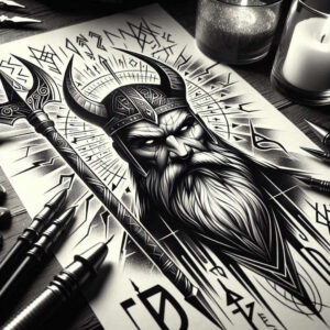 war-and-wisdom-tattoo-ominous-neotraditional-color-saturation – tattoo design ideas free ai generated – Gallery: odin-inkby-ai