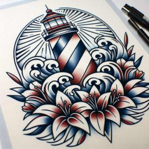 classic-symbols – tattoo design ideas free ai generated – subtle-shape – for-upper-thigh – Gallery: old-school-neo-traditional-inkby-ai