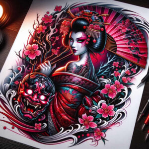classic-tattoo-detail – tattoo design ideas free ai generated – crisp-outline – for-upper-chest – Gallery: old-school-neo-traditional-inkby-ai