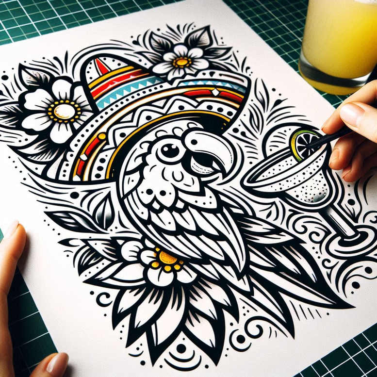 neotraditional-animals – tattoo design ideas free ai generated – slender – for-collarbone – Gallery: old-school-neo-traditional-inkby-ai