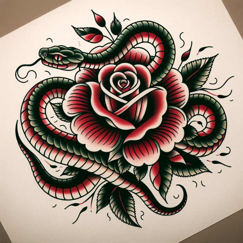 neotraditional-arm-tattoo – tattoo design ideas free ai generated – iconic – for-spine – Gallery: old-school-neo-traditional-inkby-ai