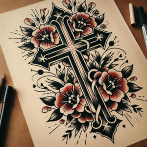 neotraditional-artistic – tattoo design ideas free ai generated – uncluttered – for-temple – Gallery: old-school-neo-traditional-inkby-ai