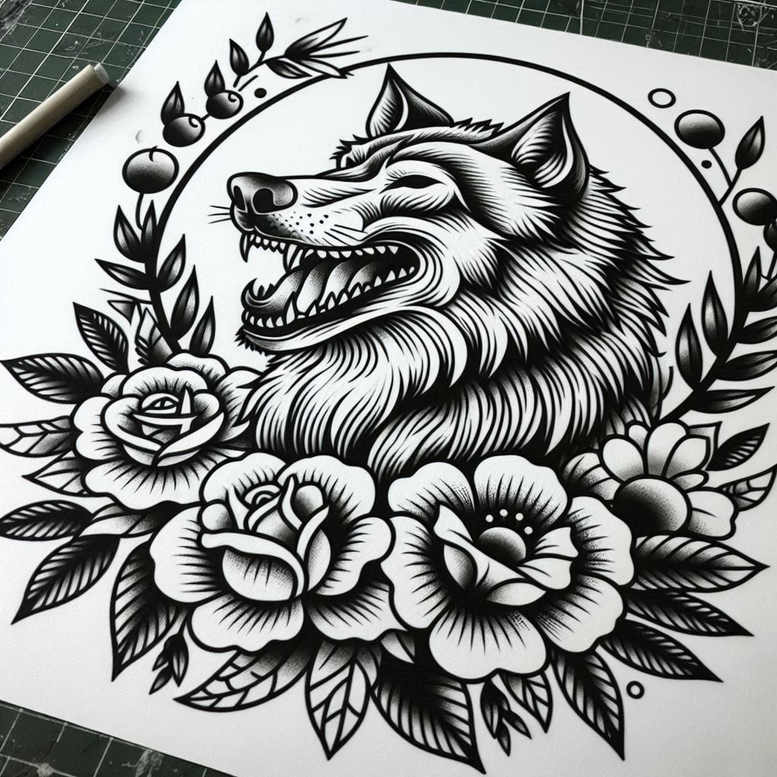neotraditional-feminine-motifs – tattoo design ideas free ai generated – basic – for-shoulder-blade – Gallery: old-school-neo-traditional-inkby-ai