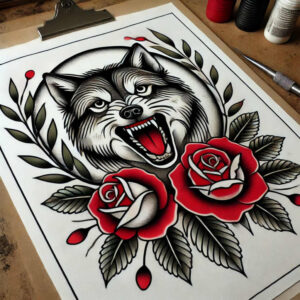 neotraditional-gradient – tattoo design ideas free ai generated – basic – for-knee – Gallery: old-school-neo-traditional-inkby-ai