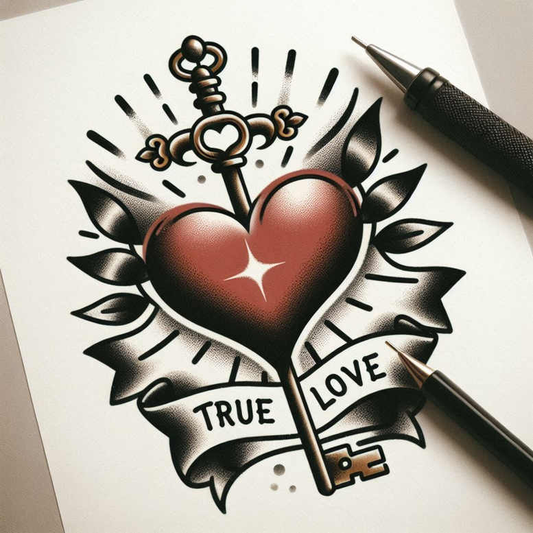 neotraditional-gradient – tattoo design ideas free ai generated – essential-lines – for-temple – Gallery: old-school-neo-traditional-inkby-ai