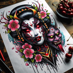 neotraditional-modern – tattoo design ideas free ai generated – simple-form – for-behind-ear – Gallery: old-school-neo-traditional-inkby-ai