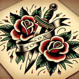 neotraditional-ornaments – tattoo design ideas free ai generated – negative-space – for-knee – Gallery: old-school-neo-traditional-inkby-ai