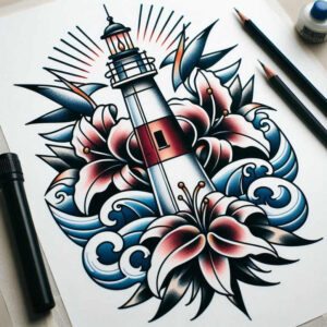 neotraditional-portraits – tattoo design ideas free ai generated – whisper-line – for-behind-ear – Gallery: old-school-neo-traditional-inkby-ai