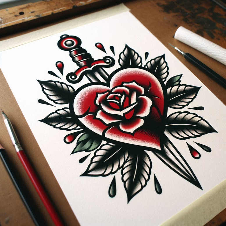 neotraditional-vibes – tattoo design ideas free ai generated – micro-tattoo – for-fingers – Gallery: old-school-neo-traditional-inkby-ai