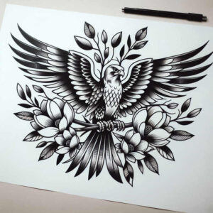 old-school-and-neotraditional-mix – tattoo design ideas free ai generated – airy-touch – for-collarbone – Gallery: old-school-neo-traditional-inkby-ai