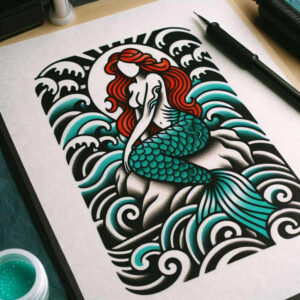 old-school-black-and-red – tattoo design ideas free ai generated – airy – for-upper-arm – Gallery: old-school-neo-traditional-inkby-ai