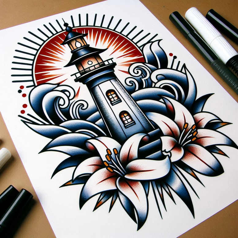 old-school-bold – tattoo design ideas free ai generated – precise – for-spine – Gallery: old-school-neo-traditional-inkby-ai