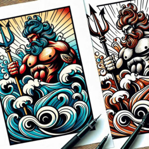 old-school-classic – tattoo design ideas free ai generated – fine-dot – for-side-torso – Gallery: old-school-neo-traditional-inkby-ai