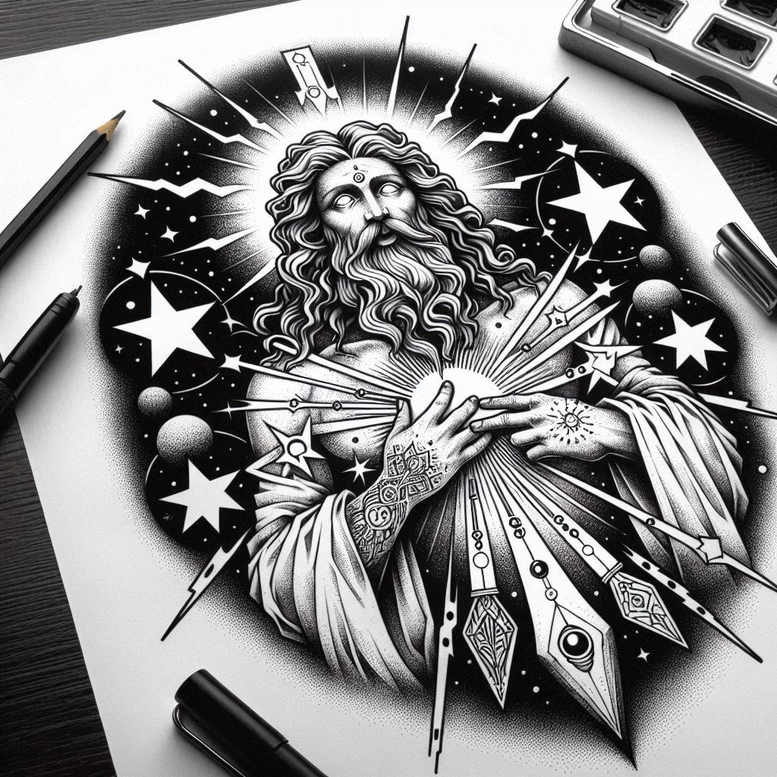 old-school-comic-style – tattoo design ideas free ai generated – thin-script – for-lower-chest – Gallery: old-school-neo-traditional-inkby-ai