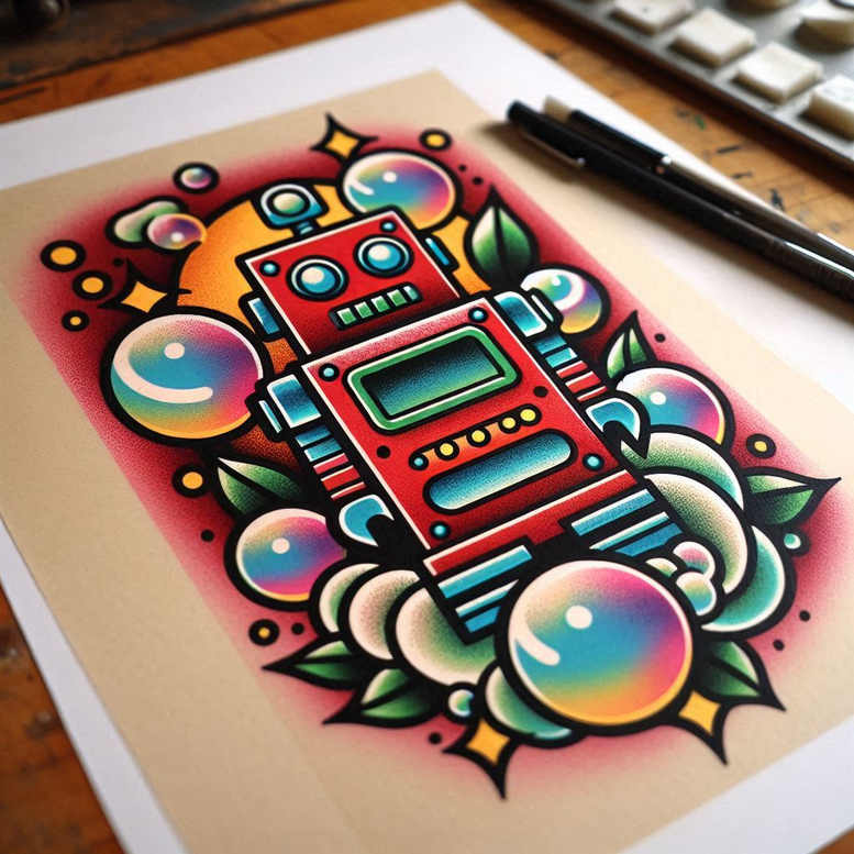 old-school-inspiration – tattoo design ideas free ai generated – simple-dot – for-stomach – Gallery: old-school-neo-traditional-inkby-ai