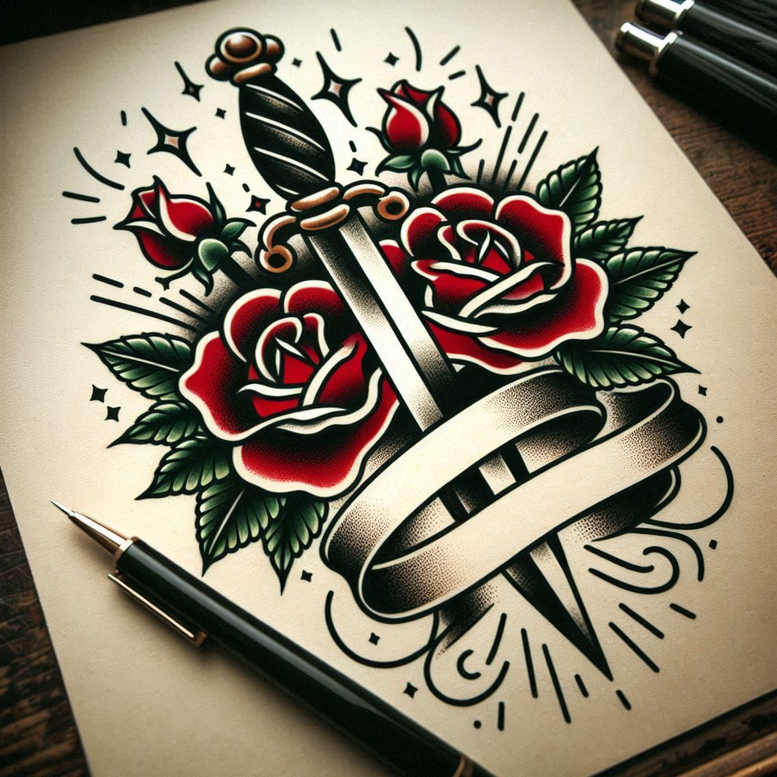 old-school-tattoo – tattoo design ideas free ai generated – nonintrusive – for-back-shoulder – Gallery: old-school-neo-traditional-inkby-ai