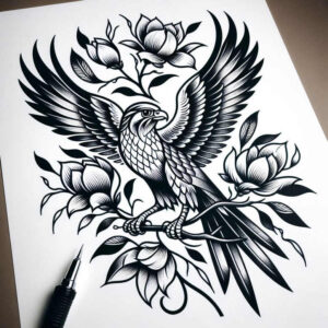 old-school-with-symbol-for-men – tattoo design ideas free ai generated – fine-line – for-upper-back – Gallery: old-school-neo-traditional-inkby-ai