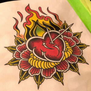 retro-tattoo – tattoo design ideas free ai generated – pure-shape – for-lower-leg – Gallery: old-school-neo-traditional-inkby-ai