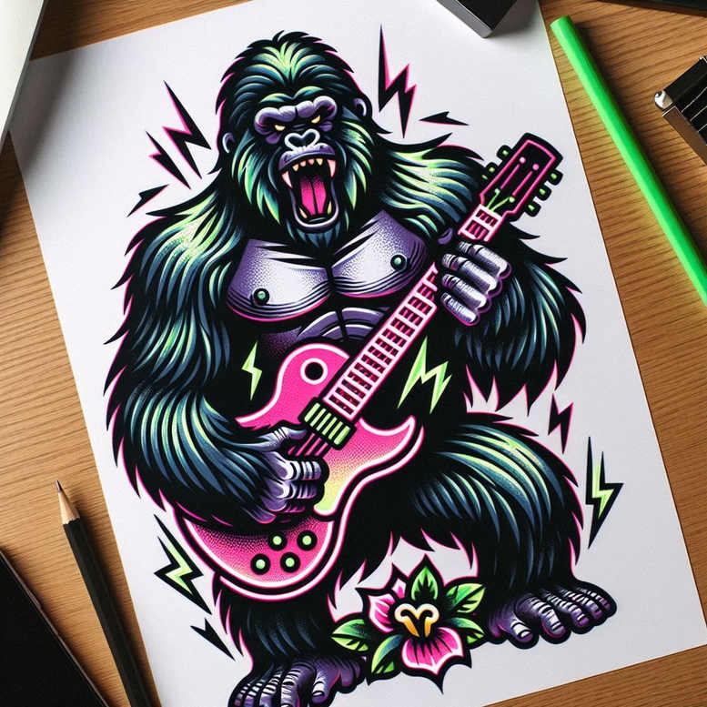 old-school-neo-traditional tattoo design ideas dramatic lighting bold contrast for neck