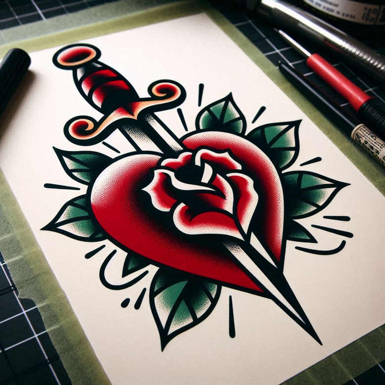 old-school-neo-traditional tattoo design ideas atmospheric bold designs symbol of perseverance