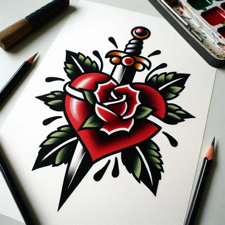 old-school-neo-traditional tattoo design ideas monochrome classic motifs for wrist side