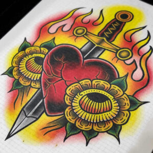 old-school-neo-traditional tattoo design ideas elaborate clean lines embodying determination