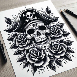 old-school-neo-traditional tattoo design ideas smooth clean lines for collarbone