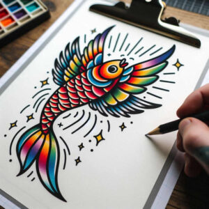 old-school-neo-traditional tattoo design ideas black-and-white defined shapes meaning resilience