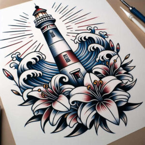 old-school-neo-traditional tattoo design ideas bold detailed linework shows perseverance