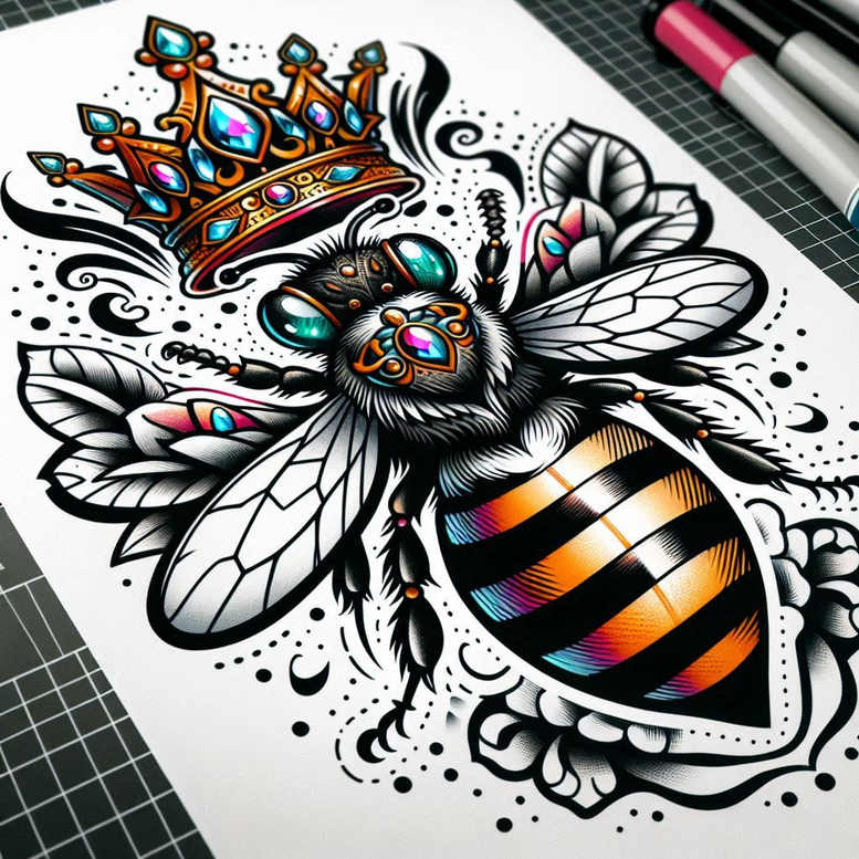 old-school-neo-traditional tattoo design ideas bold expressive for temple