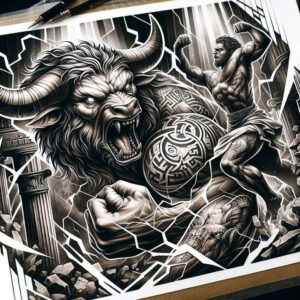 old-school-neo-traditional tattoo design ideas matte-finish graphic embodying determination