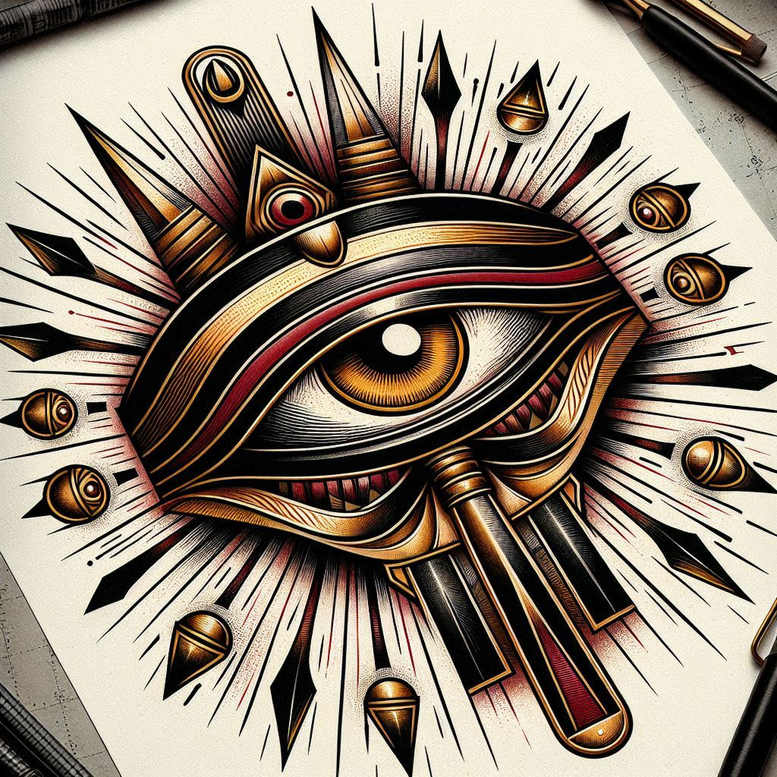 old-school-neo-traditional tattoo design ideas moody illustrative for neck