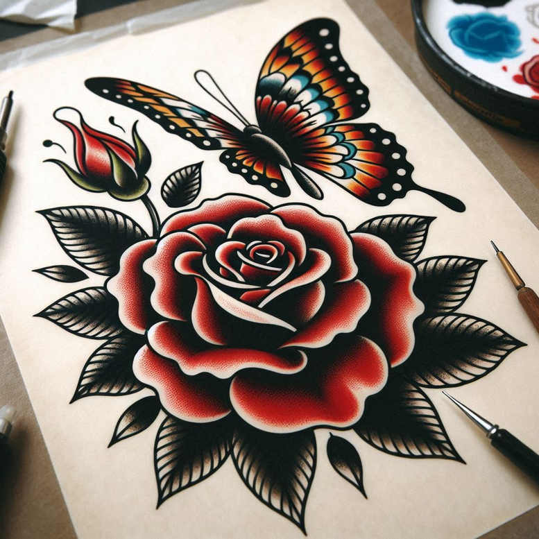 old-school-neo-traditional tattoo design ideas vector-style illustrative for ribs