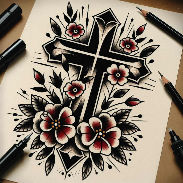 old-school-neo-traditional tattoo design ideas smooth layered for foot