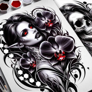 old-school-neo-traditional tattoo design ideas 3D-rendered layered symbol of perseverance