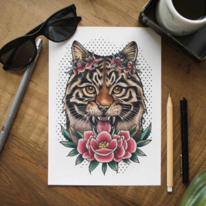 old-school-neo-traditional tattoo design ideas smooth ornamental for lower arm
