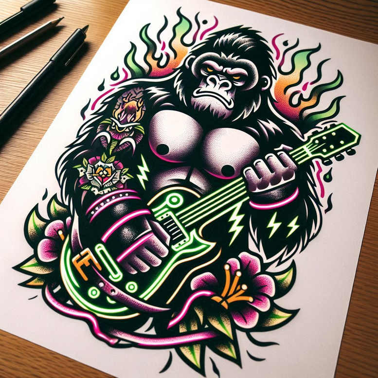 old-school-neo-traditional tattoo design ideas elaborate retro style for hip
