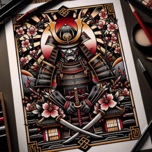 old-school-neo-traditional tattoo design ideas atmospheric solid fills for upper back