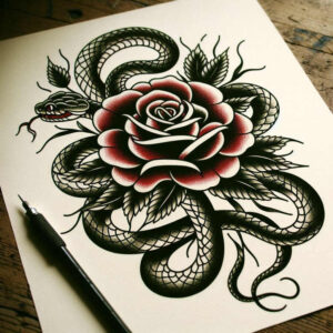 old-school-neo-traditional tattoo design ideas saturated stylized for neck
