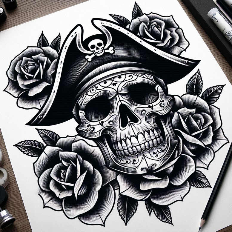 old-school-neo-traditional tattoo design ideas textured stylized represents courage